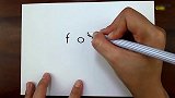一个单词学会一幅画，用狐狸的英文单词fox画一只可爱的狐狸