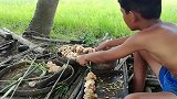 看看越南男孩多会吃，一个人烤肉串，烤的香气扑鼻