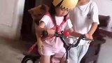 自制头盔，背小狗骑车