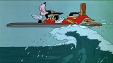 高飞找不到冲浪板了，殊不知板子就在他背后背着，真是太傻了