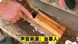 儿子想吃火锅木工爸爸用刨子削五花肉片