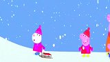 小猪佩奇：小羊苏西坐着雪橇从山顶滑下来，太帅了！