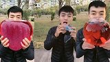 小伙用冰做成可以吃爱心冰球真是太漂亮了