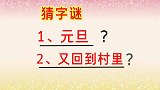 两个猜字谜：元旦（打一字），又回到村里（打一字）