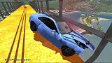 BeamNG：史诗级撞车画面，各种汽车开足马力从断桥上玩飞跃