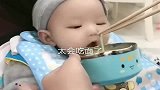 浙江才个月的宝宝,太会吃面条了,妈妈都被逗乐了