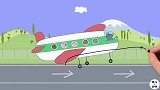 手绘简笔画，猫先生开着飞机旅行
