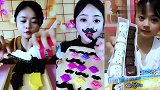 美女直播吃彩色嘴唇巧克力，看着真过瘾，是我向往的生活