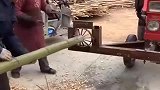 还是农村人点子多，发明这样的机器劈竹子，太省事儿了！