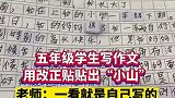 5年级学生用改正贴贴出小山，这语文试卷也太厚了