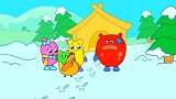 鸡妈妈一早起来宝宝不见了，雪地上留下了一排脚印