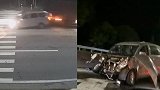 广东肇庆一面包车惨遭两货车撞击：现场一片狼藉 一人被甩出