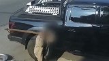 鱼盆被豪车擦碰 卖鱼老汉抡起扁担猛砸