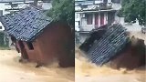 福建建瓯一座房屋瞬间倒塌 散架后被洪水冲走