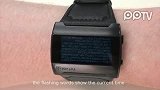 Kisai Kaidoku Blue LCD Watch用文字显示时间的手表