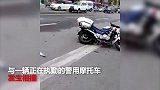 监拍货车违规掉头撞上警用摩托车 致1死1伤