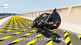 汽车高速通过深坑会怎样？3D动画模拟全程，场面一度失控