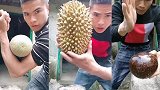 用一根手指头开榴莲不亲眼所见不敢相信