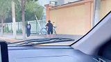 手举单车解救被困猫咪，他一定很温柔