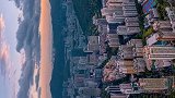 无人机拍摄的早上六点深圳朝霞180°全景图