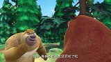 熊大熊二阻止光头强砍树，没想到肥波凶狠无比，吓得它俩赶紧跑