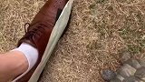 看样子被其他颜色皮鞋踩过