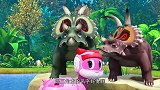 帮帮龙：乐乒看着恶魔角龙的荷叶，结果被吓一跳，真是胆小！