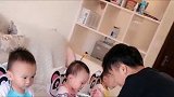 曾经出生两斤多的龙凤三胞胎如今长成了这样，爸爸每天这样喂饭