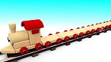 启蒙教育 3D小火车拉载着不同的球类玩具 趣味学习