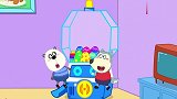 儿童动画：废物汽车比赛，小狼沃夫和小伙伴一起DIY火车