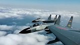 美国两架B-1B轰炸机飞越南海上空，4架F-16战斗机护航 军事 歼11B驱离