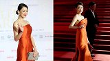 陈乔恩是有多瘦穿橘色抹胸连衣裙还这么松，全靠颜值、气质撑着