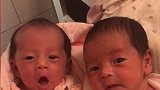 好可爱的双胞胎宝宝，小表情软萌软萌的好天真啊，萌翻了！