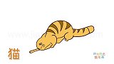 动物简笔画大全，画一只懒懒的小猫简笔画