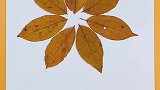 超简单的向日葵树叶贴画！