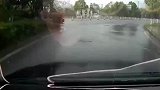 视频车通过桥底，突遇暴雨看不清路
