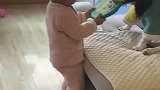 宝宝和狗狗抢玩具，宝宝语出惊人