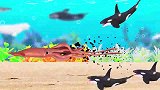 鲨鱼海豚鲸鱼乌贼螃蟹水中游 海洋动漫