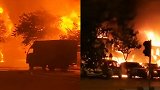 烧红夜空！柳州基隆开发区附近失火 一排汽车置身火海烧得噼啪响