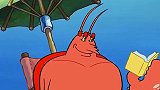 海绵宝宝：海绵宝宝瞄准弓箭，想射向尖刀岩，虾霸前来阻止