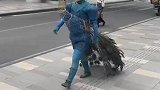 孔雀开屏街拍秀，感觉这道具好重哦
