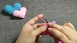 「沐小朵手工编织」爱心胸针钩织方法7