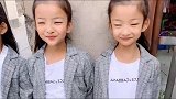 马路边上偶遇三胞胎女儿，这是谁家的女儿，爸爸真是太幸福了