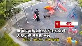 男孩在小区玩被未拴绳大型犬扑咬，保安呼叫多次，狗主人才姗姗来迟