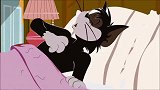 猫和老鼠：黑猫在汤姆猫床上睡觉，还掉了一床毛，汤姆猫气坏了