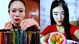 美女直播喝彩色饮料，看着真过瘾，是我向往的生活