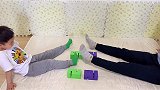 每天一个亲子互动游戏跨越障碍，提升孩子腿部力量，锻炼腰腹力量