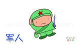 人物简笔画大全，画Q版卡通军人简笔画