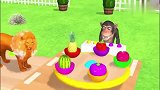 少儿亲子动画：儿童英语 猴子的旋转餐桌！很好玩！