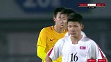 国奥任意球轰炸禁区 黄紫昌头球攻门滑门而过
